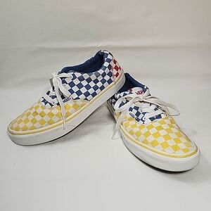 Vans Canvas Low Top Era Tri Checkerboard Skate Shoes Yellow Red Blue Youth Sz 5
